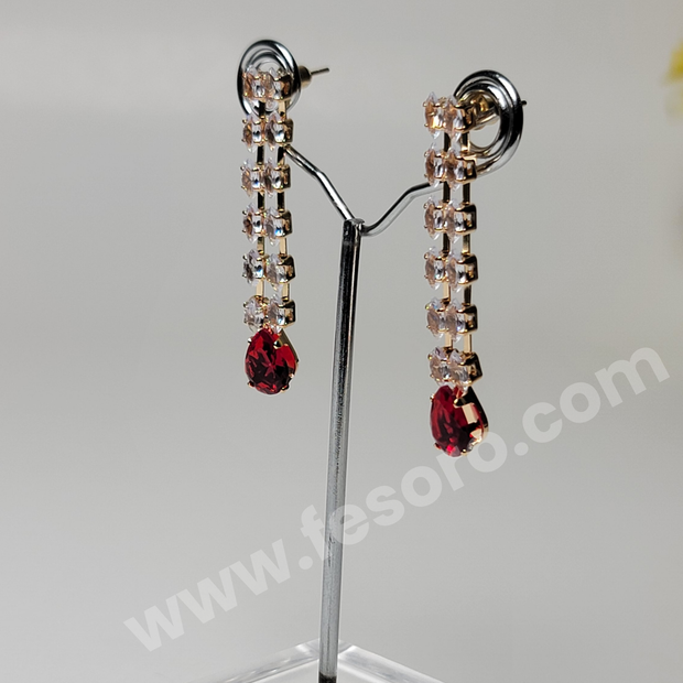 Golden Earrings with Ruby Style studs