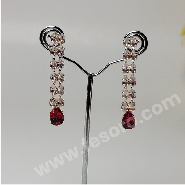 Golden Earrings with Ruby Style studs