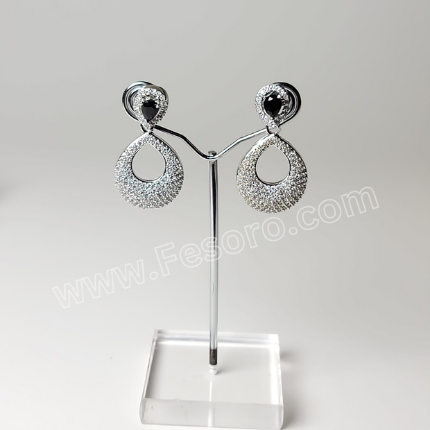 One carat indian jewellery Black Zircon Earring