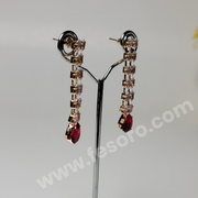 Golden Earrings with Ruby Style studs