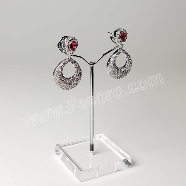 One carat indian jewellery Maroon Zircon Earring