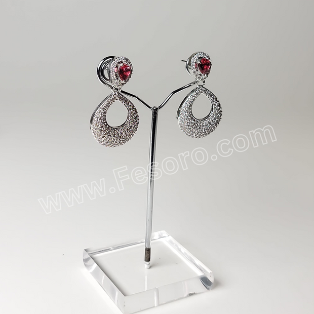 One carat indian jewellery Maroon Zircon Earring