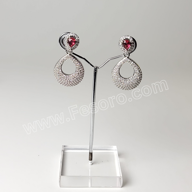One carat indian jewellery Maroon Zircon Earring