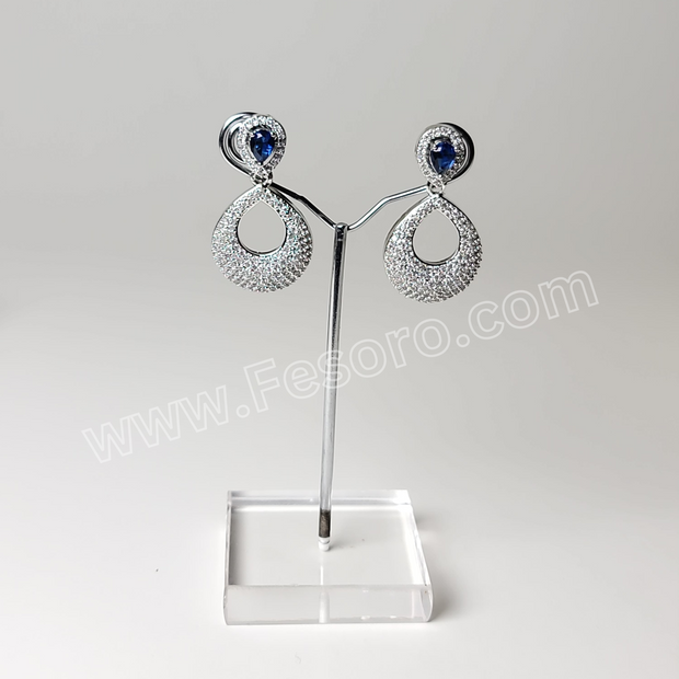 One carat Indian Jewellery Blue Zircon Earring