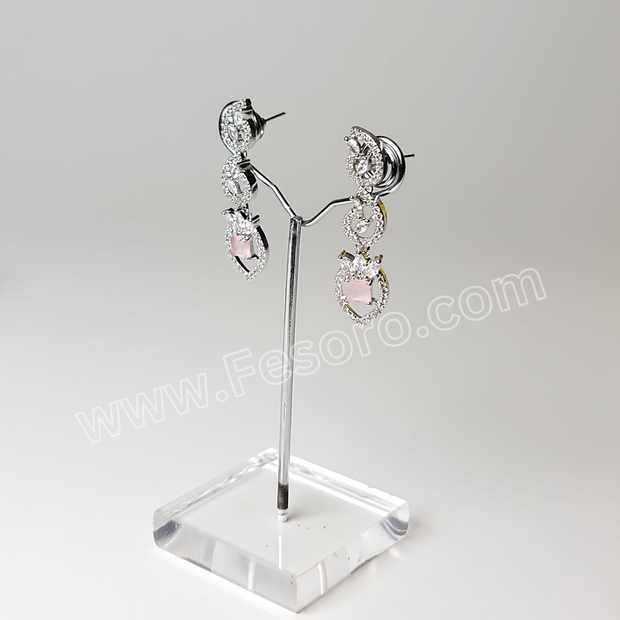 One carat Indian Jewellery light Pink Zircon Earring