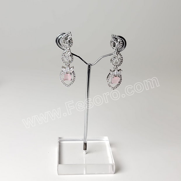One carat Indian Jewellery light Pink Zircon Earring