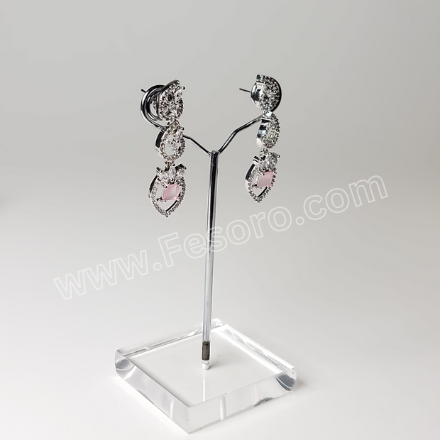 One carat Indian Jewellery light Pink Zircon Earring