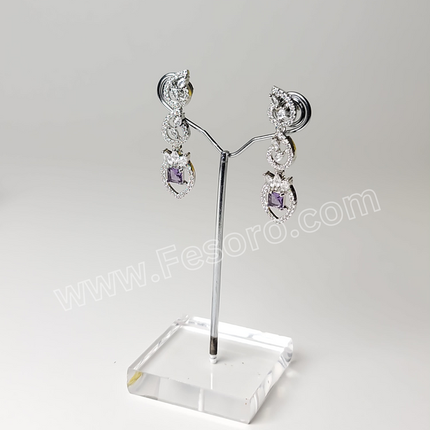 One carat Indian Jewellery light Purple Zircon Earring