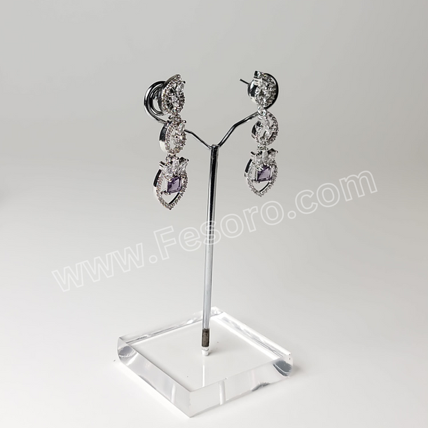 One carat Indian Jewellery light Purple Zircon Earring