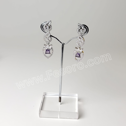One carat Indian Jewellery light Purple Zircon Earring