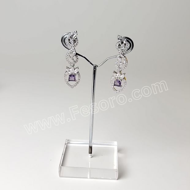 One carat Indian Jewellery light Purple Zircon Earring