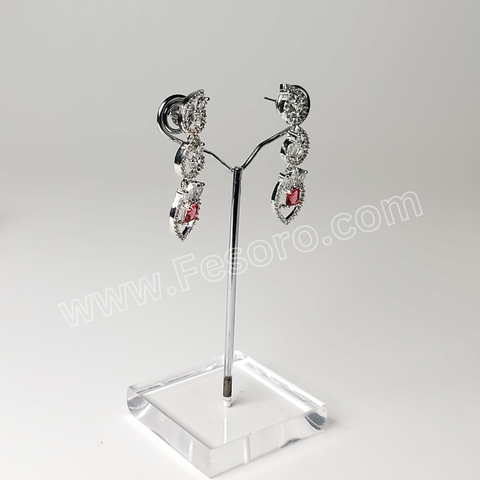 One carat Indian Jewellery Maroon Zircon Earring