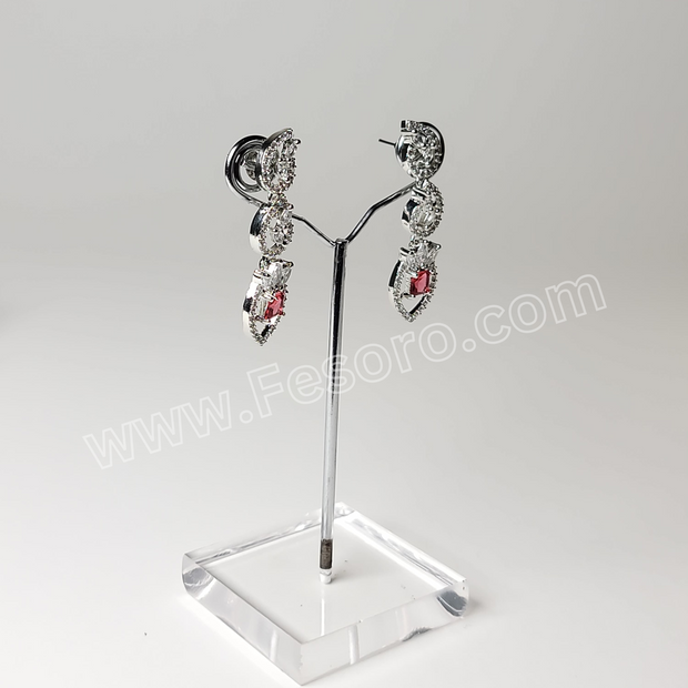 One carat Indian Jewellery Maroon Zircon Earring