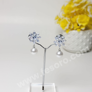 Pearl earrings Crystal Blue stone Star style