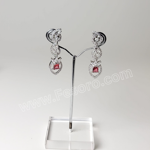 One carat Indian Jewellery Maroon Zircon Earring