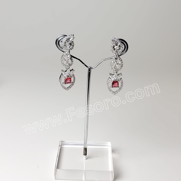 One carat Indian Jewellery Maroon Zircon Earring