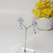 Pearl earrings Crystal Blue stone Star style
