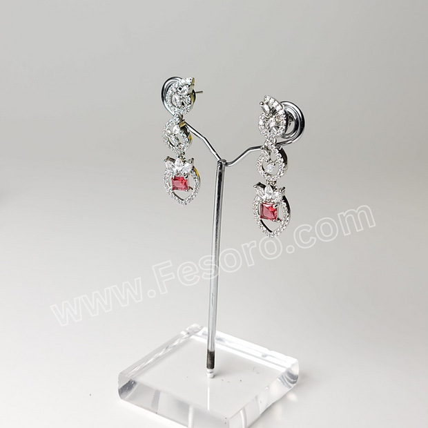 One carat Indian Jewellery Maroon Zircon Earring