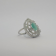 White Diamond with amazonite one carat Indian ring