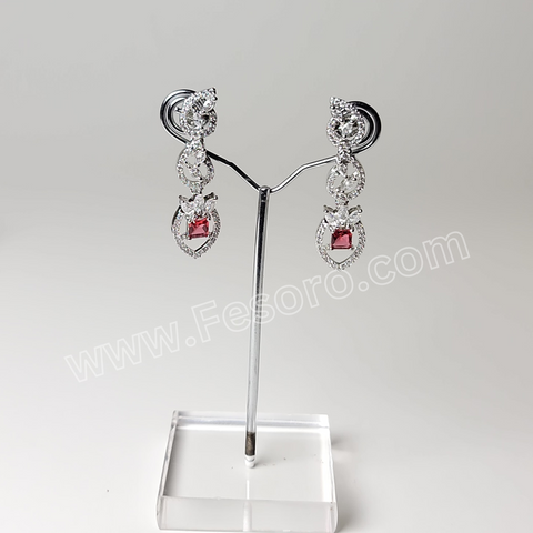 One carat Indian Jewellery Maroon Zircon Earring