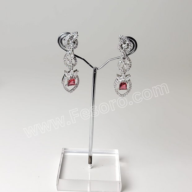 One carat Indian Jewellery Maroon Zircon Earring