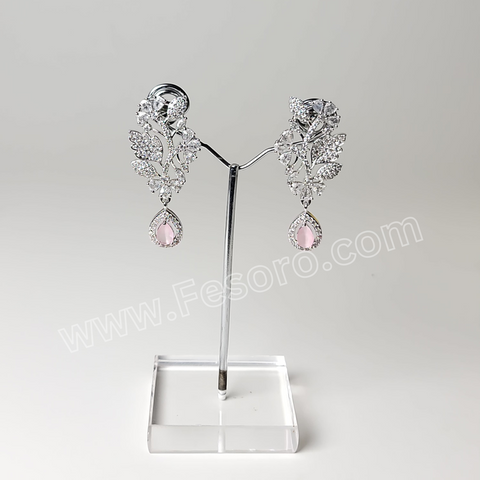 One carat Indian Jewellery Light Pink Zircon Earring