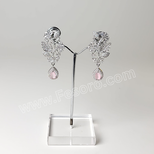 One carat Indian Jewellery Light Pink Zircon Earring
