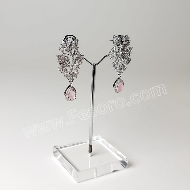 One carat Indian Jewellery Light Pink Zircon Earring