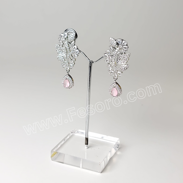One carat Indian Jewellery Light Pink Zircon Earring