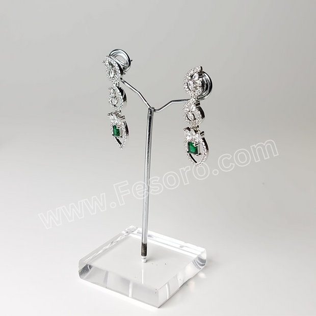 One carat Indian Jewellery Green Zircon Earring