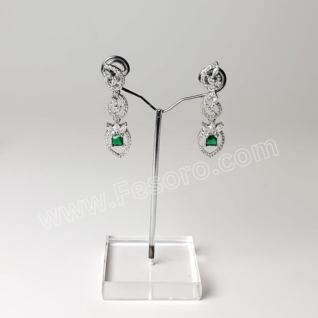 One carat Indian Jewellery Green Zircon Earring