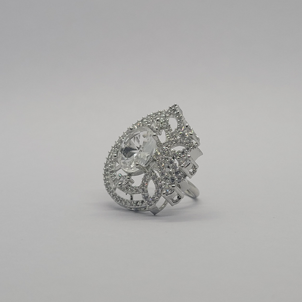 White Diamond round one carat Indian ring