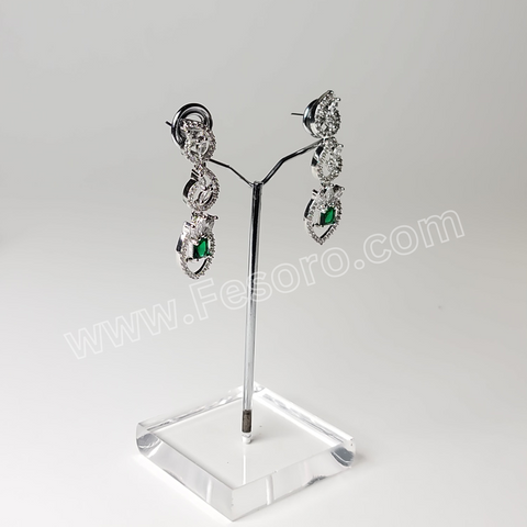 One carat Indian Jewellery Green Zircon Earring