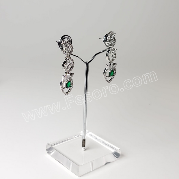 One carat Indian Jewellery Green Zircon Earring