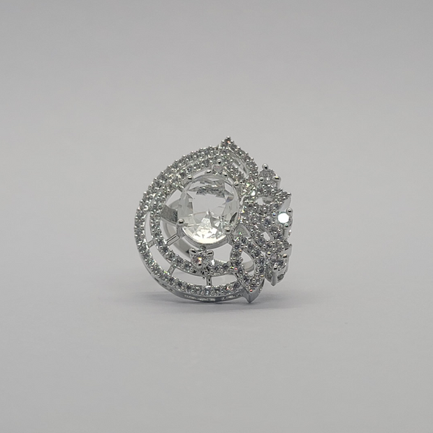 White Diamond round one carat Indian ring