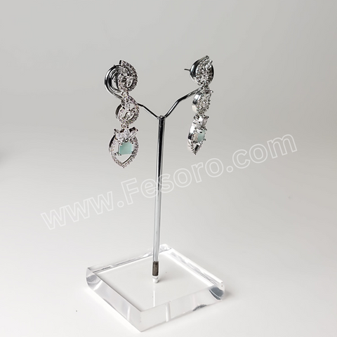 One carat Indian Jewellery Light Green Zircon Earring
