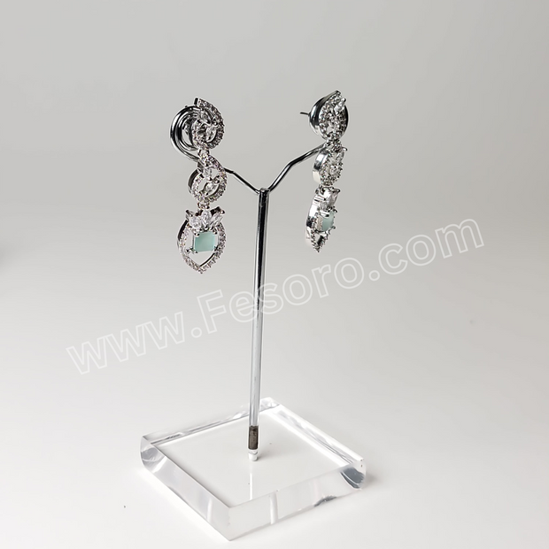 One carat Indian Jewellery Light Green Zircon Earring