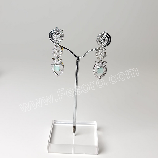 One carat Indian Jewellery Light Green Zircon Earring