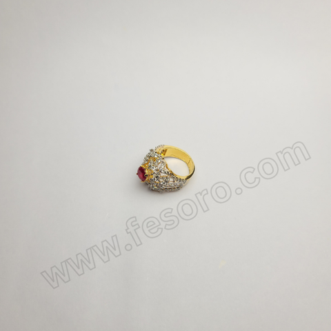 Red sapphire and diamond Zircon cluster ring