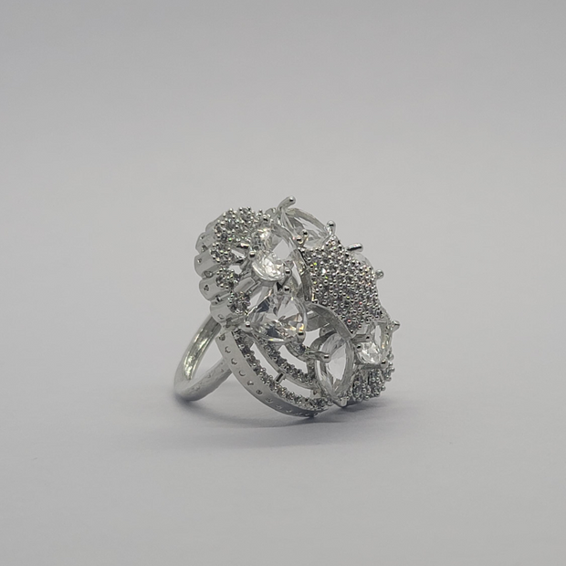 White diamond cut one carat Indian ring