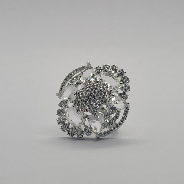 White diamond cut one carat Indian ring