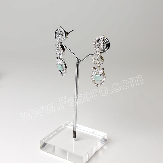 One carat Indian Jewellery Light Green Zircon Earring