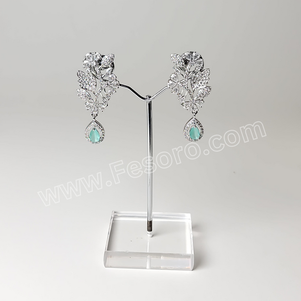 One carat Indian Jewellery Light Green Zircon Earring