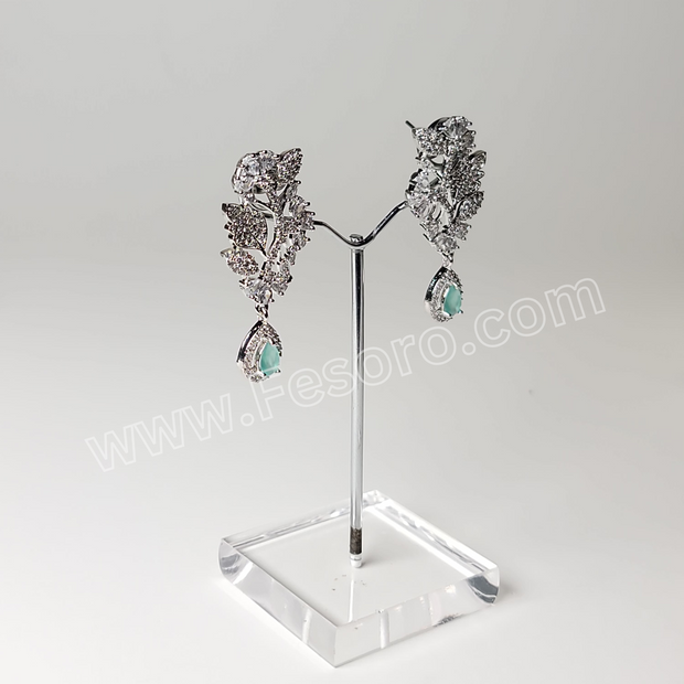 One carat Indian Jewellery Light Green Zircon Earring