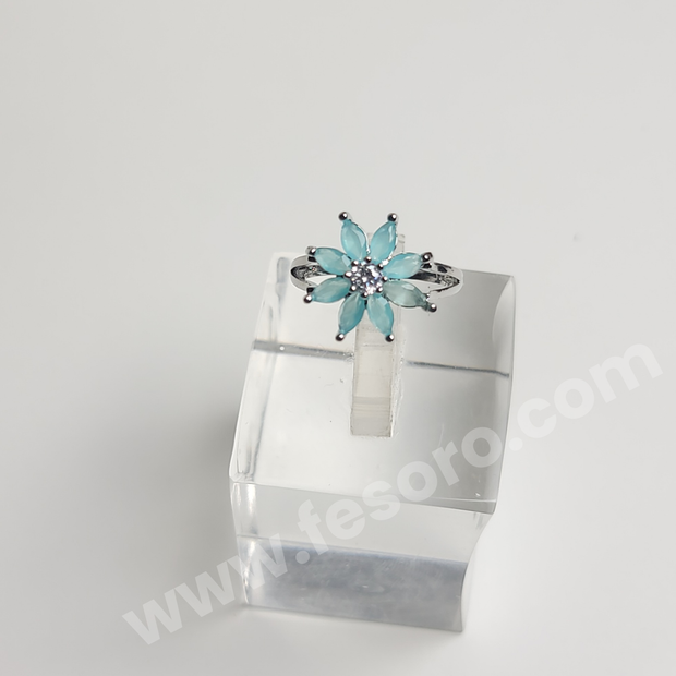 Turquoise color star ring with AD