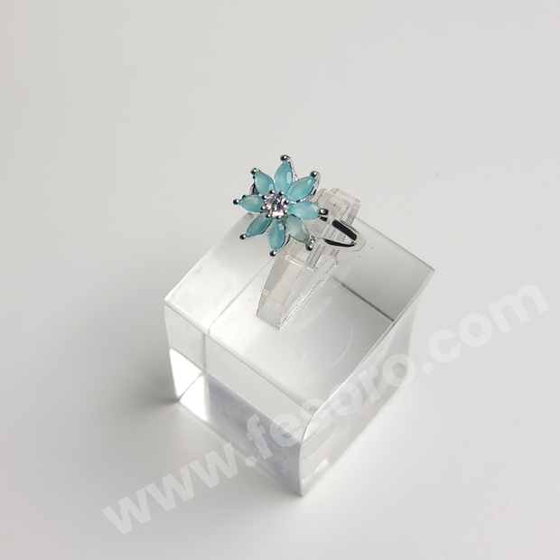Turquoise color star ring with AD