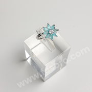 Turquoise color star ring with AD