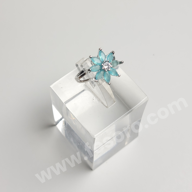 Turquoise color star ring with AD