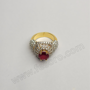 Red sapphire and diamond Zircon cluster ring