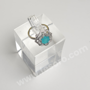 Turquoise Flower Ring in Silver Color